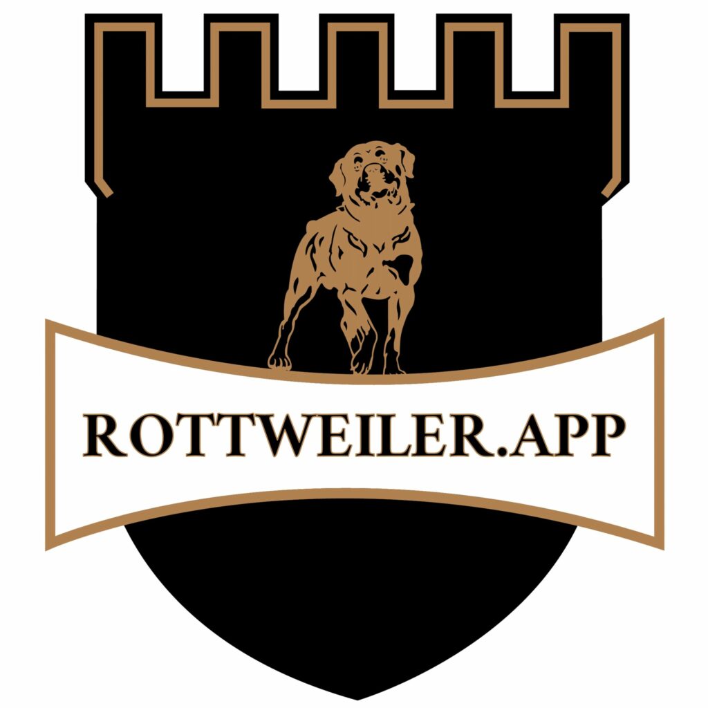 www.rottweiler.app - Wappen schwarz auf weißem Grund